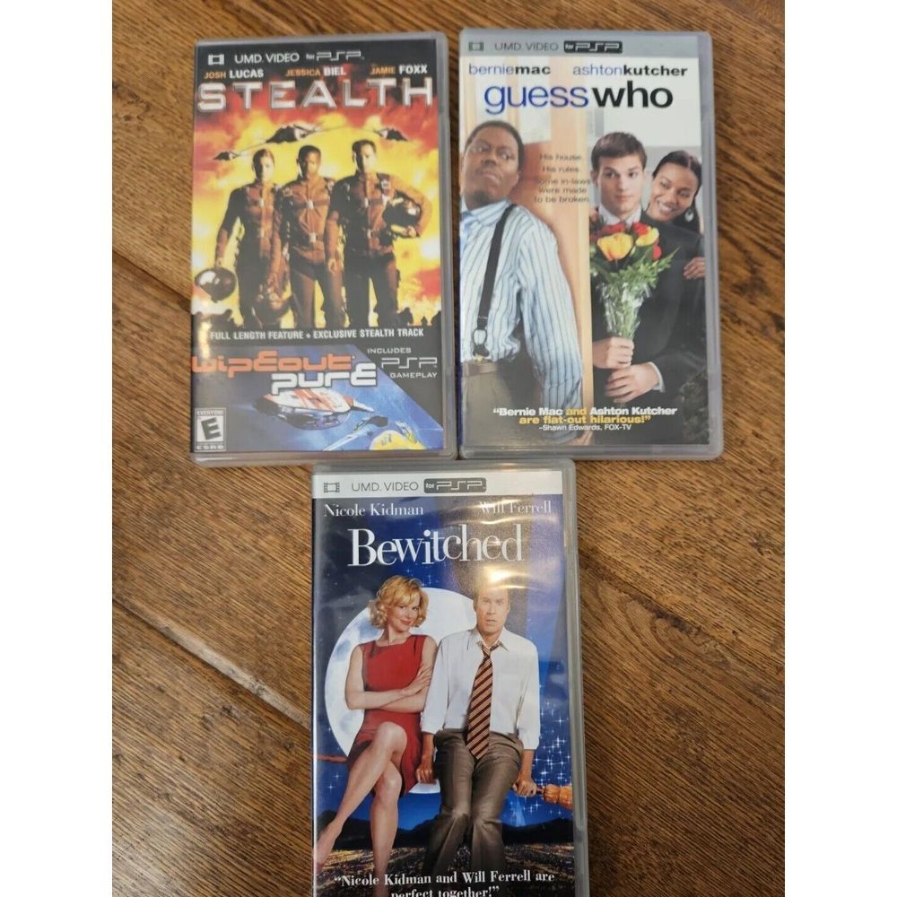 PSP PlayStation Portable Three Movie Lot Bewitched, Guess Who And Stealth